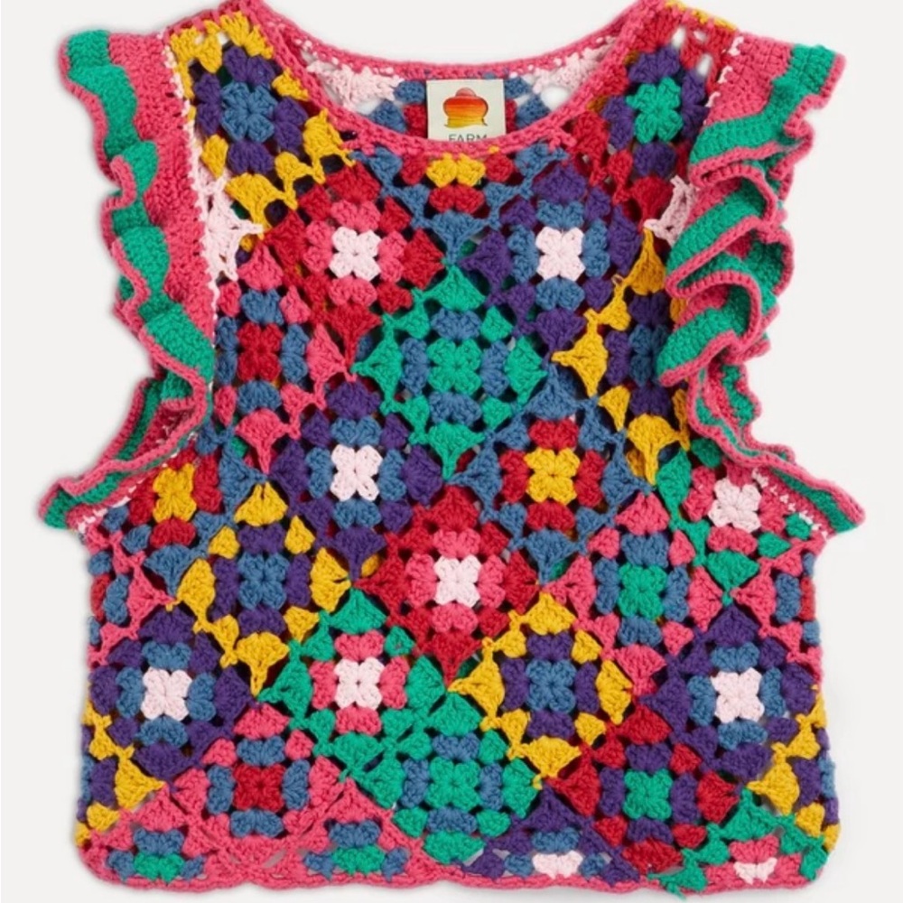 NWT FARM RIO CROCHET SQUARE TOP $195
